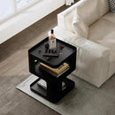 Side Table,Modern end Table,Unique nightstand,Bedside Table,Black Metal Night Stand with Storage,Accent Side Table for Couch,Bedroom,Living Room.No Assembly Required by CozyNest Decor