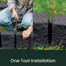 Beuta Landscape Edging | Garden Edging Border | Faux Stone Block XL for Lawn Edging, Flower Beds & Yard Edging – 4 Pack | Each Section Has 6 Blocks 48" L x 4" W x 9.5" H | 12 Spikes | Charcoal by GreenHaven Gardens