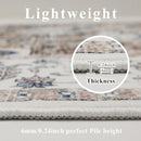 9x12 Area Rug Living Room Rugs, Stain Resistant Washable Rug, Vintage Large Non-Slip Backing, Low Pile Lightweight Print Rug for Bedroom Dinning Room Home Office (Taupe/Blue) by TinyTreasures Baby Boutique
