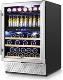 Tylza Dual Zone Wine Fridge, 24 Inch Wine and Beverage Refrigerator Built-in or Freestanding, Wine Beer Fridge Under Counter, Wine Cellar with Stainless Steel and Temperature Memory Function by CozyNest Decor