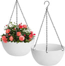 10 inch Hanging Planters for Indoor Plants, 2 Pack Planters for Outdoor Plants with Drainage Holes and Chain, Round Plastic Hanging Baskets, Hanging Flower Pots for Balcony Garden Decor-White by CozyNest Decor