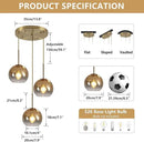 KCO Lighting 3 Light Globe Cluster Pendant Light Modern Glass Cluster Chandelier Gold Glass Pendant Light Fixture Mid Century Dining Room Chandelier Multi Pendant Light Fixture by CozyNest Decor