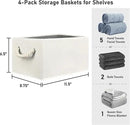 Closet Storage Bins, Linen Closet Organizers and Storage Basket for Shelves, Collapsible Shelf Baskets for Organizing Shelves, Bedroom Clothes Basket, Beige, 3 Pack by CozyNest Decor
