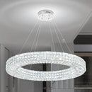 Dia 32" Ring Crystal Chandelier Modern Silver Ring Chandelier Adjustable Height Luxury Crystal Pendant Ceiling Light Fixture for Dining Living Room Bedroom by CozyNest Decor