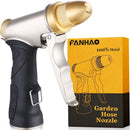 FANHAO Garden Hose Nozzle, 100% Heavy Duty Metal Spray Nozzle High Pressure Water Nozzle with 4 Patterns for Watering Garden, Washing Cars and Showering Pets - Full Brass Nozzle + ABS Non-Slip Grip by GreenHaven Gardens