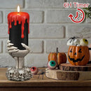 Wondise Halloween Flameless Candles with Ghost Hand, Battery Operated LED Black Candles with 6hrs Timer, Real Wax Pillar Candles with Flickering 3D Wick for Halloween Home Theme Party Decor by CozyNest Decor