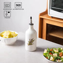 Sweejar Porcelain Olive Oil Dispenser Bottle, Opaque Oil Cruet Protects Oil to Reduce Oxidation, Suitable for Storage of Oil, Vinegar, Soy Sauce and Other Liquids, Pack of 1, 15.5 Oz (Olive Leaf) by CozyNest Decor