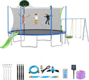 12FT 14FT Trampoline with Slide and Swings, ASTM Approved Outdoor Trampoline with Basketball Hoop and Ladder, Capacity for 5-7 Kids and Adults by TinyTreasures Baby Boutique