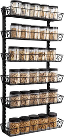 SWOMMOLY Adjustable Wall Mount Spice Rack, 6-Tier Dual-use (Multi-use) Organizer, Black by CozyNest Decor