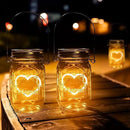 Hanging Solar Mason Jar Lights, 2 Pack Warm Heart Shape Led Lights, Solar Powered Lanterns Outdoor Waterproof, Hangers and Jars Included, Gift for Lover, Home Party Wedding Garden Patio Decor (2) by GreenHaven Gardens