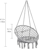 Y- STOP Hammock Chair Macrame Swing, Max 330 Lbs, Hanging Cotton Rope Hammock Swing Chair for Indoor and Outdoor Use, Light Grey by GreenHaven Gardens