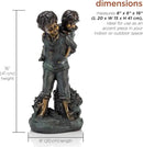 Alpine Corporation 16" Tall Indoor/Outdoor Patina Finish Piggyback Kids Yard Statue Decoration by GreenHaven Gardens