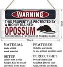 Warning Sign, Opossum Warning Wood Plaque Sign, Funny Door Signs, Decorative Wood Hanging Suspension Plaque, Farmhouse Wooden Wall Decor, Outdoor Hanging Wooden Signs by CozyNest Decor