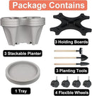Vertical Planter 3 Tier Stackable Planters Garden Planters Strawberry Herb Flower and Vegetable Planter Indoor Outdoor Gardening Pots with Removable Wheels and Tools 2-Pack by GreenHaven Gardens