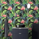 Hawaii Tropical Flamingo Palm Tree Peel and Stick Wallpaper Self Adhesive Removable Easy Peel Off Stick on Wall Paper for Bedroom Cabinet Renter by GreenHaven Gardens