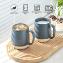 Hasense Porcelain Coffee Mugs Set of 6, 15 Ounce Large Ceramic Coffee Cups Set with Handle for Latte, Tea, Cocoa and Hot Chocolate, Dark Blue Coffee Mugs for Men and Women, Microwave Safe