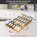 Spice Drawer Organizer with 20 Spice Jars,216 Labels,25 Non-slip Rubber, Bamboo 4 Tier Seasoning Rack Tray Insert for Kitchen Drawers,Cabinets,Countertop,11" Wide x 15.8" Deep by CozyNest Decor