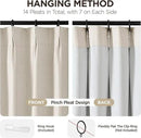 Joydeco 100% Blackout Pleated Curtains, Linen Window Curtains 2 Panel Sets 108 inches Long, Thermal Insulated Darkening Drapes for Bedroom(Ecru,40'' Wx108'' L) by CozyNest Decor