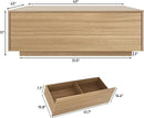 43” Square Coffee Table with Storage, 43" D x 43" W x 17" H Modern Large Square Center Table with 2 Drawers, Wood Coffee Table for Living Room, Light Brown,Bedroom,Light Brown by CozyNest Decor