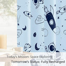 Kids Space Rocket and Astronaut Blackout Curtains - 100% Blackout, Thermal Insulated, Noise Reducing, Perfect for Kids Room and Nursery, 2 Panels (Sky-Blue Space Doodles, W52×L84) by TinyTreasures Baby Boutique