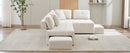 91.73" L-shaped Sofa Sectional Sofa Couch with 2 Stools and 2 Lumbar Pillows for Living Room, Biege