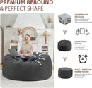4FT Bean Bag Chair, Large Bean Bag Chairs with Memory Foam Filled, Fluffy Beanbag Sofa with Dutch Velvet Cover, Round BeanBag Chairs for Living Room, Playroom - Grey by TinyTreasures Baby Boutique