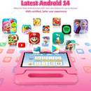 Tablet for Kids, 10.1 inch IPS HD Touchscreen Android 14 64 GB Storage, 8GB RAM, Octa-Core Kids Tablet, Parental Controls, 12-hr Battery, WiFi, GPS - Pink by TinyTreasures Baby Boutique