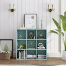9-Cube Storage Shelf Bookcase - Wooden 3-Tier Floor Standing Open Bookshelf for Home and Office, Display Cabinet, Light Blue by CozyNest Decor