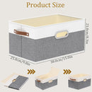 Yawinhe Foldable Storage Baskets for Shelves, Fabric Closet Organizers, Bins with 3 Handles, Cubes for Clothes, White/Grey, 15''Lx9.8''Wx8.3''H, 6-Pack by TinyTreasures Baby Boutique
