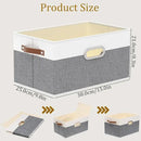 Yawinhe Foldable Storage Baskets for Shelves, Fabric Closet Organizers, Bins with 3 Handles, Cubes for Clothes, White/Grey, 15''Lx9.8''Wx8.3''H, 4-Pack by CozyNest Decor