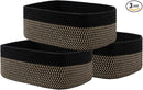 KALLAX Small Woven Basket, 13.5 x 9.5 x 5 Inches, Storage Basket for Organizing, Cute Small Rope Shelf Closet Cube Storage Bins Baskets for Shelves, Dog Toy Gift Baskets Empty, 3 Pack Black & Brown by TinyTreasures Baby Boutique