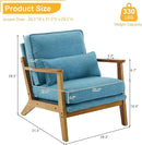 Karl home Accent Chair Wide Armrest Mid-Century Lounge Chair Linen Fabric Armchair with Lumbar Pillow & Solid Wood Frame for Living Room, Bedroom, Balcony, Cyan-Blue by CozyNest Decor