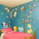 iMagitek Large Jungle Animals Tree Wall Decals Safari Animals Climbing Trees Wall Stickers Elephant Giraffe Lion Sloth Wall Stickers for Baby Nursery Kids Room Playroom Classroom 90.94" x 62.59" by TinyTreasures Baby Boutique