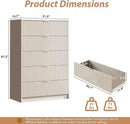 5 Drawer Dresser for Bedroom, Tall Dresser Chest of Drawers with Gold Handles, 32 Inch Wide Nightstand with for Bedroom, Living Rooms, Offices, and Entryways, Beige by CozyNest Decor