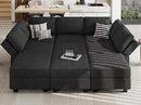 Belffin Modular Sectional Sleeper Sofa Couch with Storage Ottoman Convertible Sectional Couches for Living Room Terry Reversible Chaise. Black Sofa by CozyNest Decor