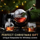 Globe Whiskey Decanter Gift Set by Royal Reserve | Etched World Map Globe Decanter 29 oz 850 ml with Glasses for Bourbon, Liquor – Whiskey Gifts for Men Dad Boyfriend Husband by CozyNest Decor
