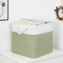 Bidtakay Cubby Storage Bins Set of 3 Fabric Baskets for Shelves Closet Drawer Organizer Storage Cubes 13x13 Collapsible Organization Baskets for Nursery Toy Shelf (White&green) by TinyTreasures Baby Boutique