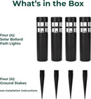 TECHKO Solar Mini-Bollard Cylinder Pathway Lights – 4-Pack, Dusk-to-Dawn, Weather-Resistant Outdoor LED Lighting by GreenHaven Gardens