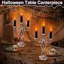 TURNMEON 2 Pack Halloween Candelabra with LED Flame Less Candles Holder Battery Operated Flickering Lights Skull Candles for Halloween Decorations Indoor Home Table Mantel Party Haunted Mansion Decor by CozyNest Decor