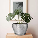 Flower Pot for Indoor Plants - Ceramic Planter 10 Inch Plant Pot with Drainage Hole and Saucer Large Decorative Planter Outdoor Mid-Century Planter for House Silver by GreenHaven Gardens