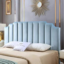 24KF Seaglass Velvet Tufted King Upholstered Headboard, Modern Vertical Channel Design California King Headboard with Stepped Silhouette Top Edge, Seaglass by CozyNest Decor