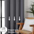 Simplebrand Ava Grey Blackout Curtains for Patio 108 Inches Long 2 Panels Set, Solid Thermal Insulated Room Darkening Rod Pocket Window Treatment Curtains Blackout Drapes, W50 x L108 Inch, Grey by TinyTreasures Baby Boutique
