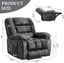Massage Recliner Chair with Heat and Massage, Soft Fabric Ergonomic Manual Reclining Chairs, Heavy Duty Reclining Sofa Chair with Side Pockets for Living Room (D-Grey) by CozyNest Decor