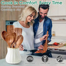 Wooden Spoons for Cooking 6 Piece - Natural Teak Wood Kitchen Utensils Set - Smooth Finish Soft Comfort-Grip Safe for Nonstick By HOWHONG by CozyNest Decor