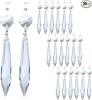 20Pcs Chandelier Icicle Crystal Prisms with Bead Crystals Lighting Lamp Replacement Parts (63mm, Clear) by GreenHaven Gardens