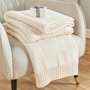 CozeCube Check Knit Throw Blanket, Cream White Checkered Throw for Couch, Decorative Christmas Soft Cozy Warm Knitted Blanket for Bed Sofa Living Room, 50"X60" by CozyNest Decor