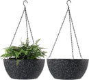 WOUSIWER 13 inch 2Pack Large Hanging Planters for Outdoor Indoor Plants with Drainage Holes and Chain, Round Hanging Flower Pots for Garden Home Porch Decor, Black Speckles by CozyNest Decor