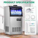 Commercial Ice Maker Machine 130Lbs/24H with 30Lbs Ice Capacity, 45Pcs Clear Ice Cubes Ready in 8-15Mins, Stainless Steel Under Counter Freestanding Large Ice Machine, 2 Water Inlet Modes by CozyNest Decor