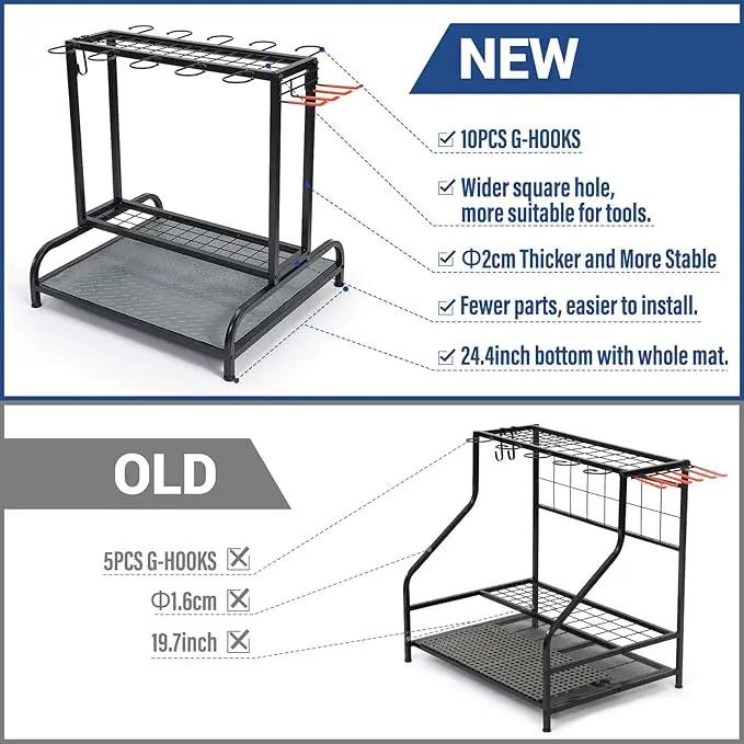 Garden Tool Organizer, Yard Tools Rack Holds 55 Long-Handled Tools/Rakes/Brooms for Garage Organization and Storage, Shed, Outdoor, Lawn, Heavy-Duty Steel, Black, Easy Assembly, photo 5 of 7