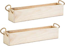 Wooden Planter Box, Rustic Barn Wood/Whitewash with Plastic Liner l Garden Decor l Restaurant and Wedding Decorations l Table Centerpiece (20x4 w Handle Set of 2, Rose Wood) by GreenHaven Gardens